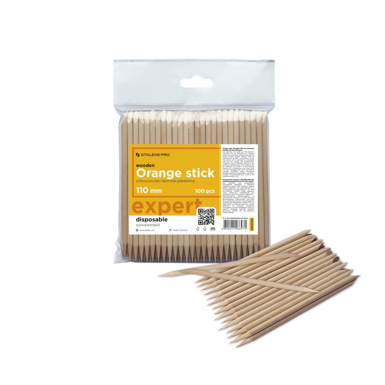 Wooden orange sticks 110 mm 100 stuks