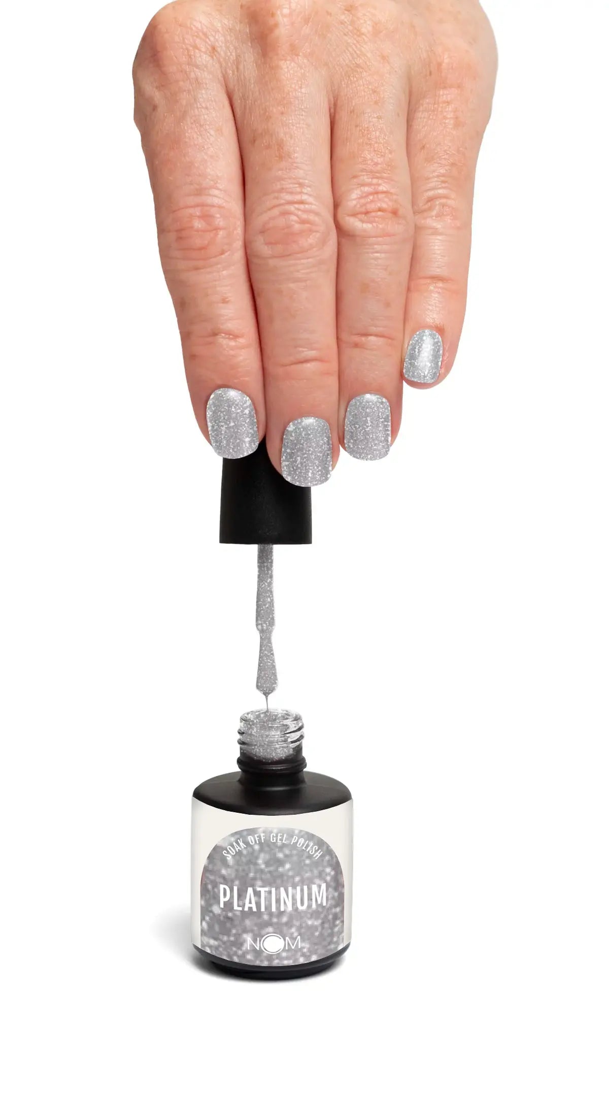NCM Soak Off Gel Polish Platinum zilver glitter